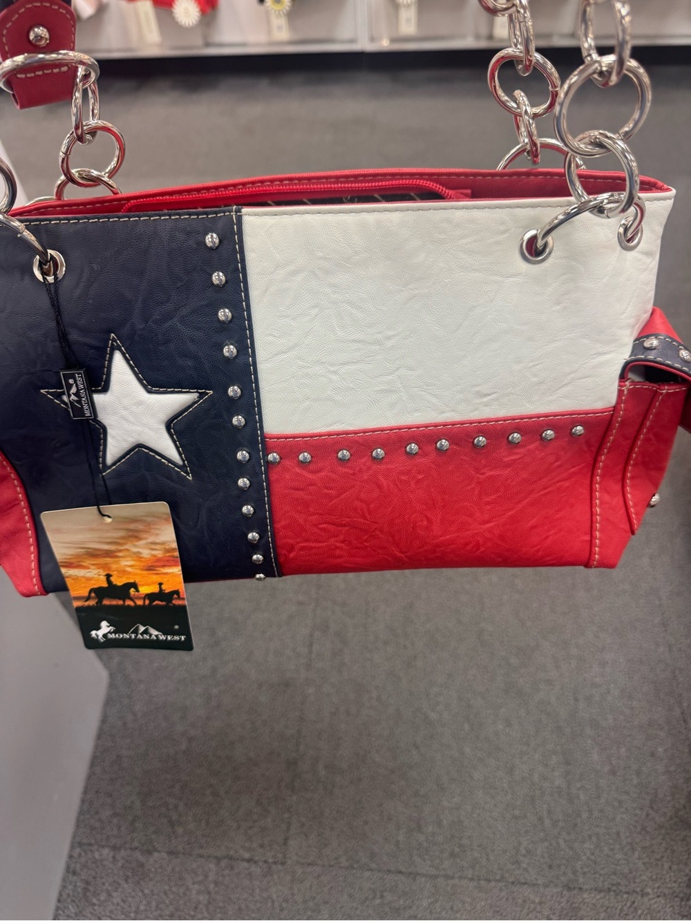 Montana West Red, White & Blue Star Stud Shoulder Bag